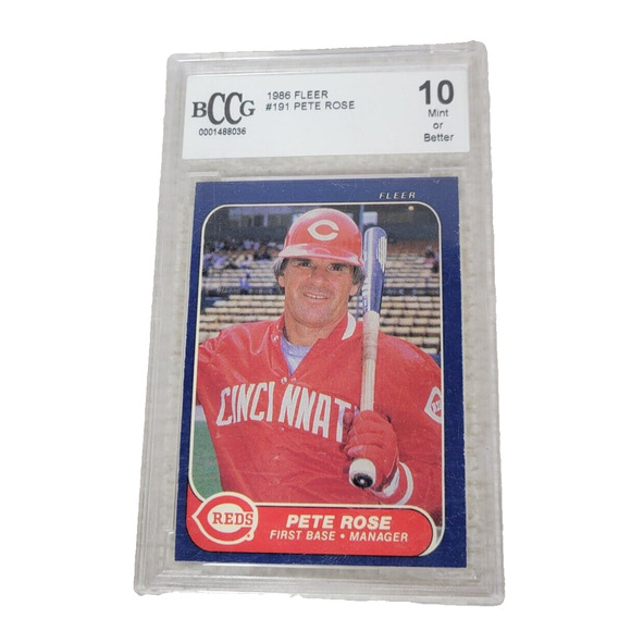 Other - 1986 Fleer Pete Rose Baseball Card #191 BCCG 10 Mint Graded Collectables Retro